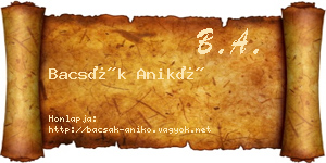 Bacsák Anikó névjegykártya