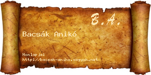 Bacsák Anikó névjegykártya
