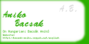 aniko bacsak business card