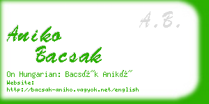 aniko bacsak business card